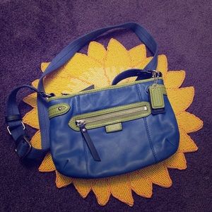 Retro Coach Blue Leather Crossbody
